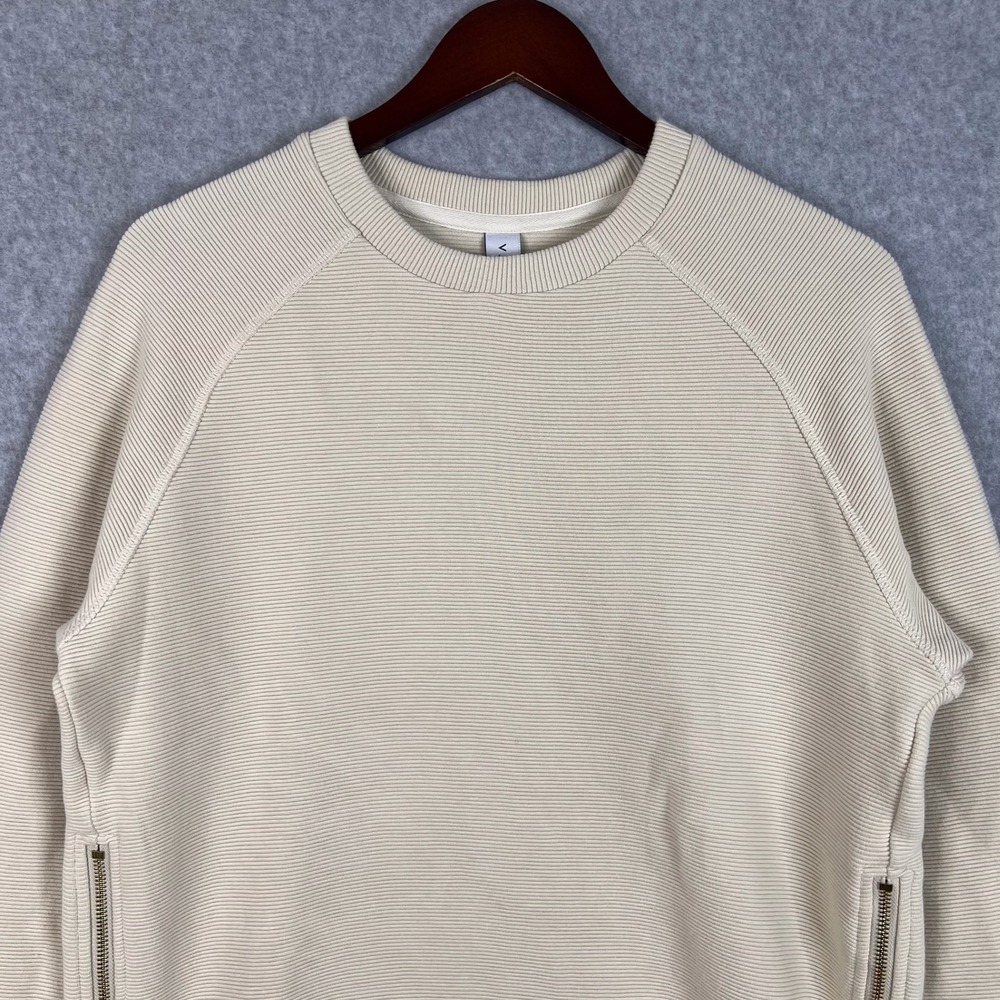 Varley Ivory Manning Ribbed Knit Side Zip Crewneck Sweatshirt Size Small - Picture 2 of 12